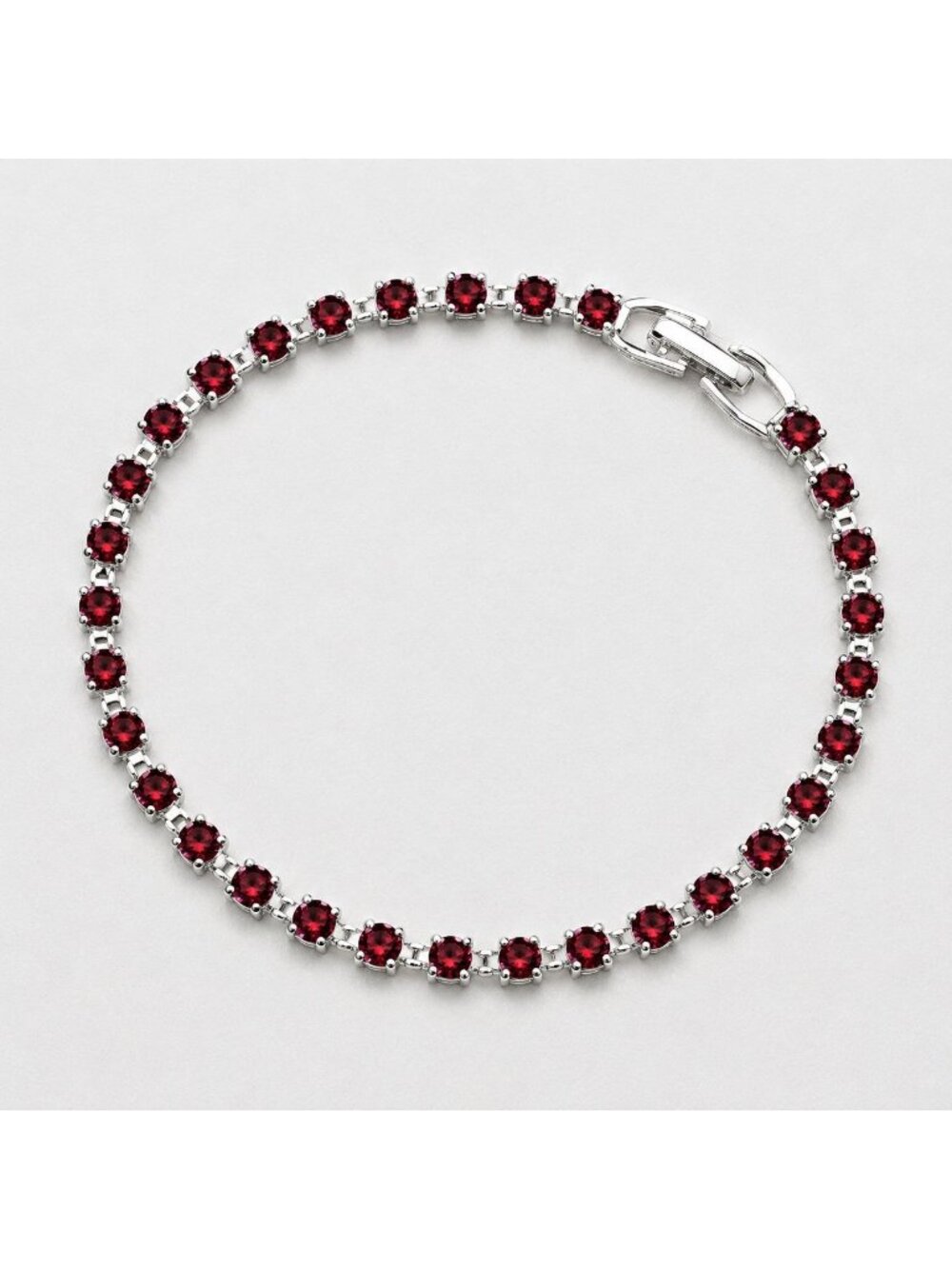 Vintage Ruby Red Tennis Bracelet Made‎ with Swarovski Crystal 7.25 Inch